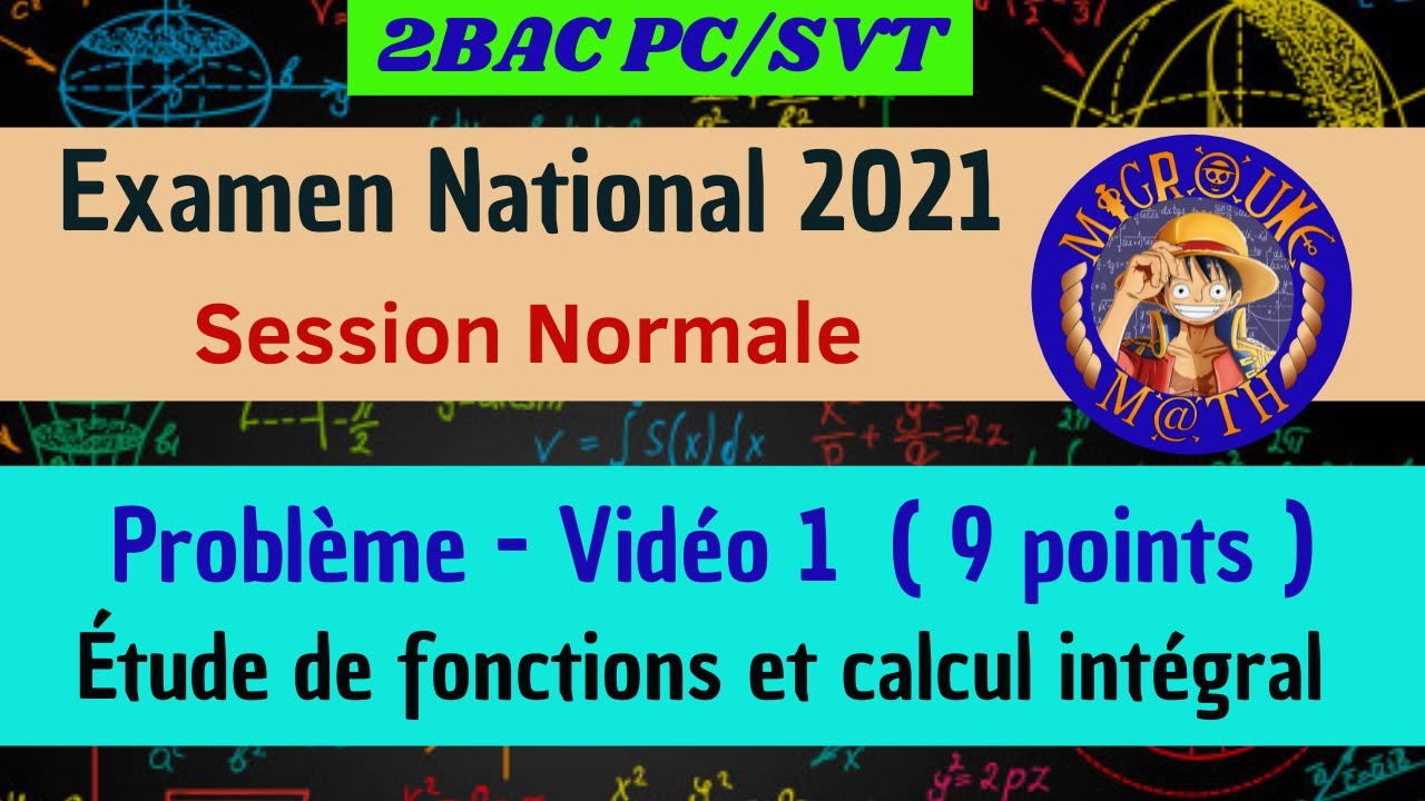Problème ( Étude d’une fonction ) — Exam national 2021 (Normale) — 2 BAC PC/SVT