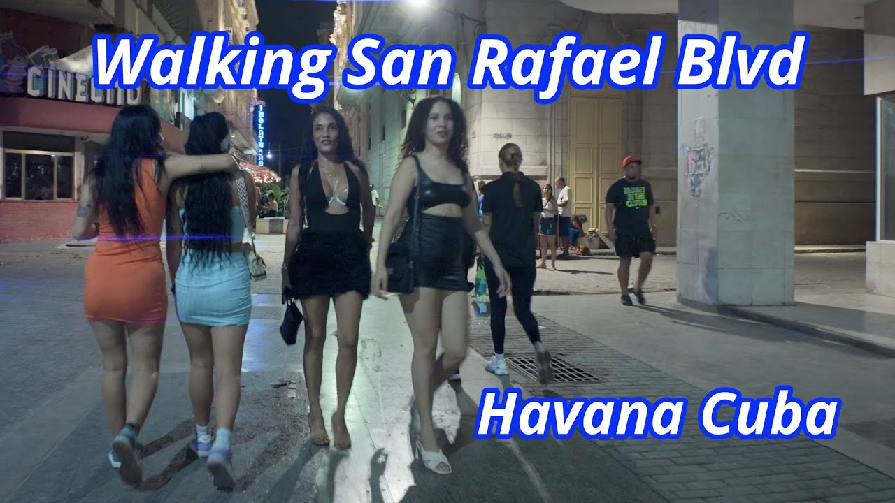 Walking San Rafael Blvd at night in Havana Cuba Vol. 101