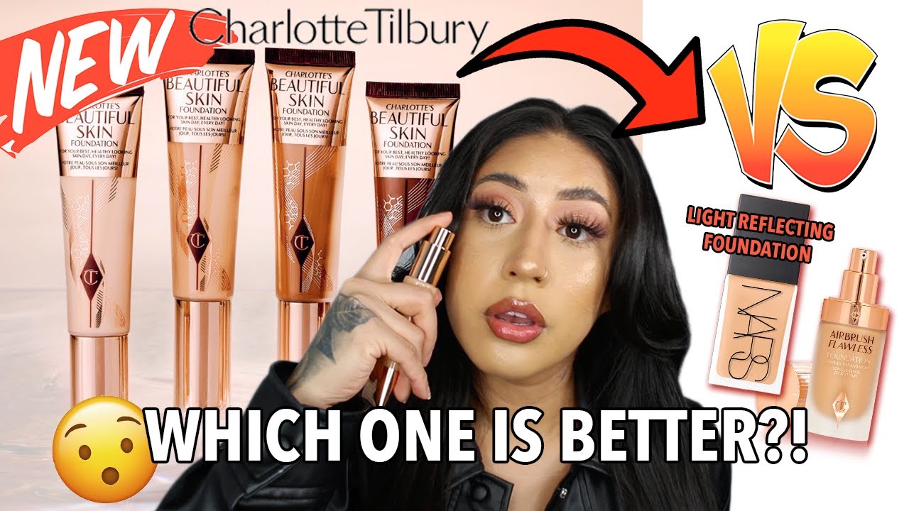 CHARLOTTE TILBURY BEAUTIFUL SKIN FOUNDATION VS. NARS LIGHT REFLECTING FOUNDATION *REVIEW+WEAR TEST*