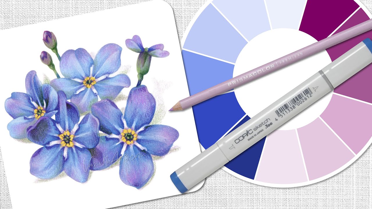 Color Theory for Alcohol Markers: Blue Flower Demo