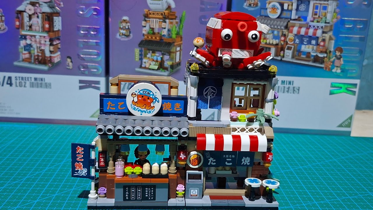 Merakit Loz Bricks Street Mini Takoyaki Shop 1218 | ASMR SATISFYING STOP MOTION