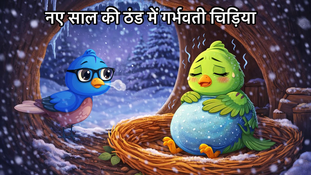 In the freezing cold of New Year | Pregnant Bird | Jiggly Tales - Kids Hindi Kahaniya