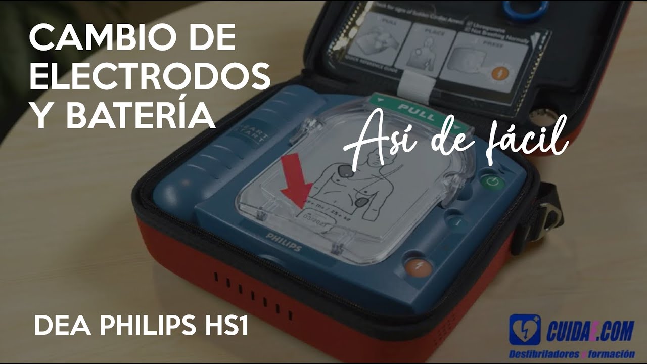 Cambio de electrodos y batería DESFIBRILADOR DEA PHILIPS HS1. Replacing Philips HS1pads,