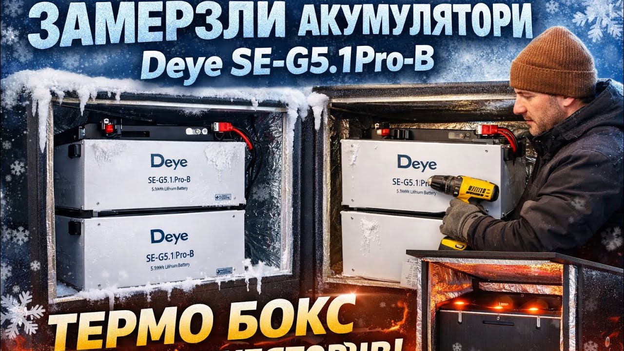 Не працює акумулятор Deye - замерзли. Монтаж термо боксу для обігріву акумуляторів.