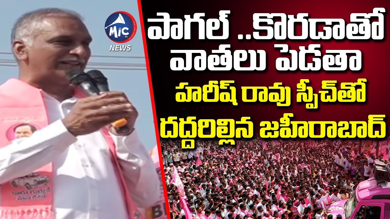 పాగల్..కొరడాతో వాతలు పెడతా | Harish Rao Mass Speech Zaheerabad | BRS VS Congress|  Mic Tv News