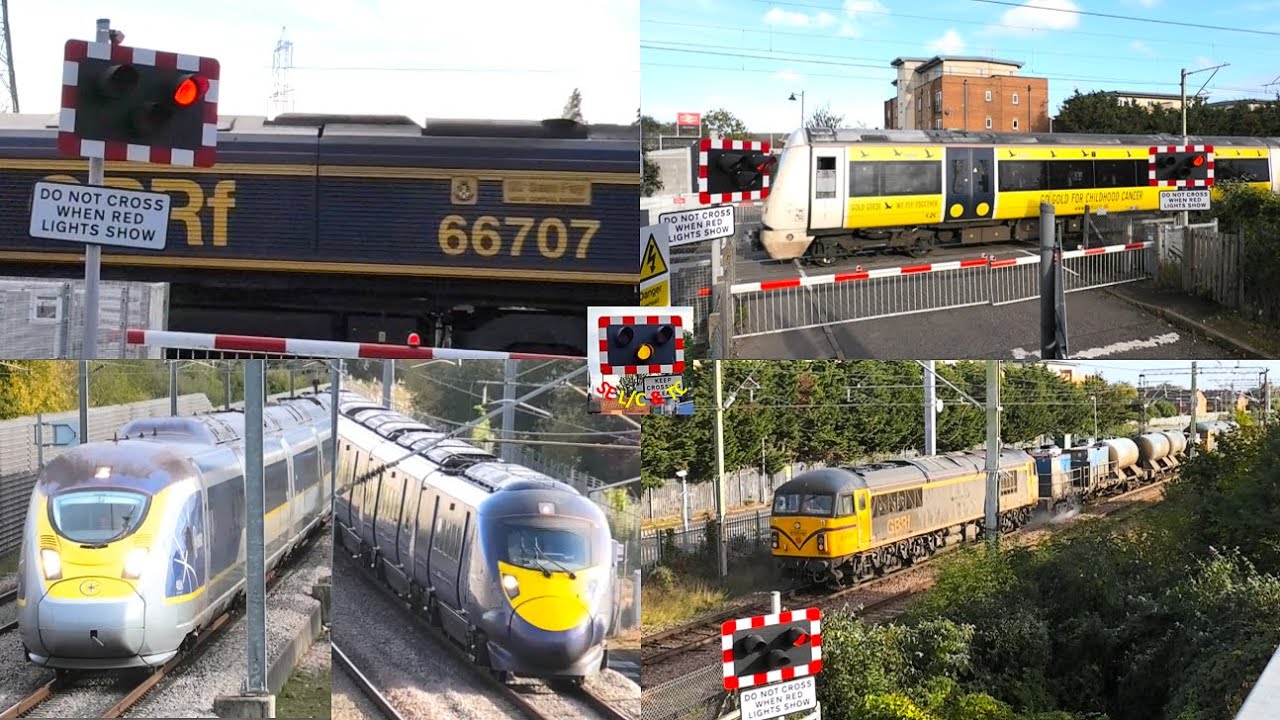 An afternoon of trains at Rainham Level Crossing & Ferry Lane HS1 Footbridge, Greater London