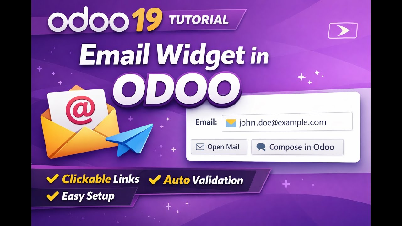 Odoo19 Tutorial || Email Widget in Odoo 19 || Part 64