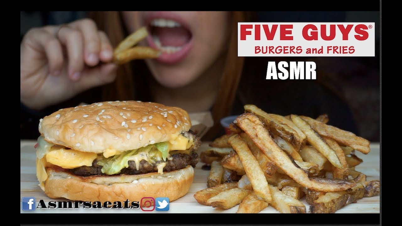 Asmr Five Guys Burger and Fries (Savage Eating Sounds) No talking | Asmr Sa Eats