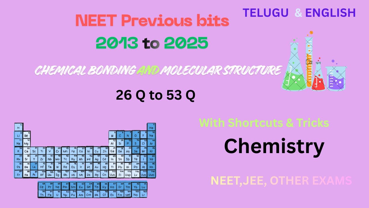 NEET PYQ 2013 to 2025,chemical bonding and molecular structure(26 Q to 53) Q),Chemistry-Telugu