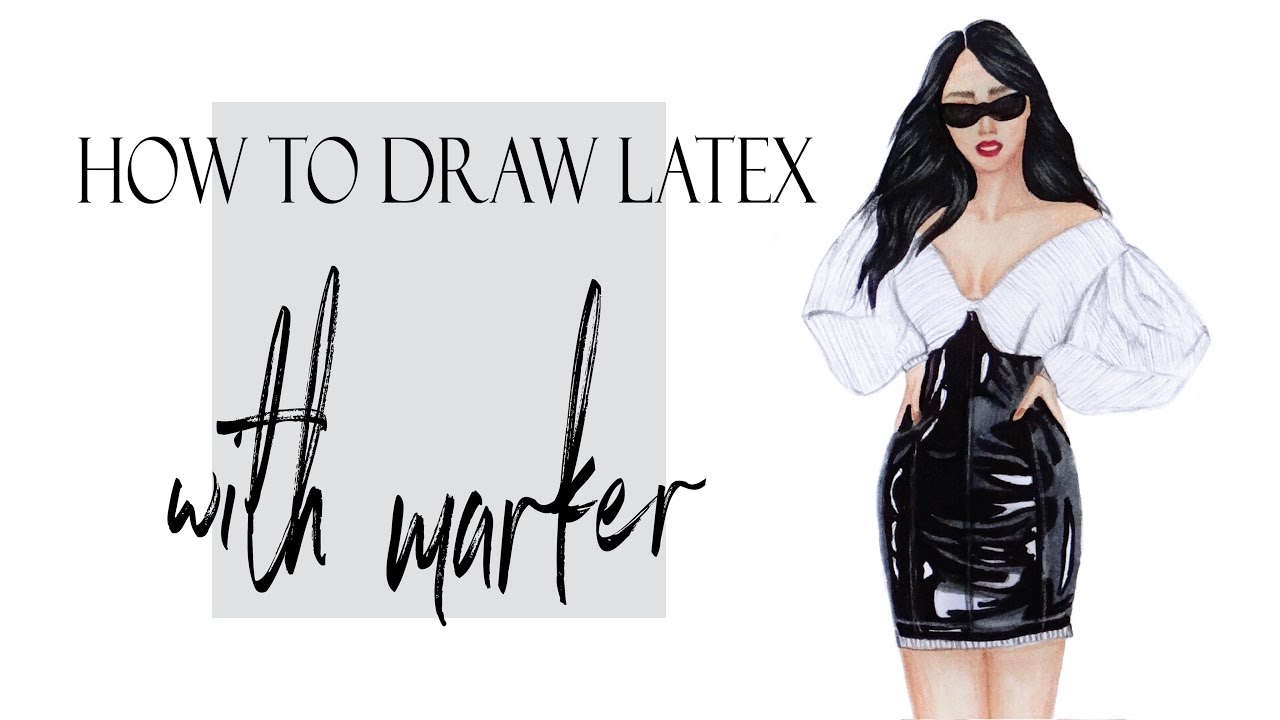 Fashion illustration- How to draw latex-latex fabric renderingجنسیت سازی ورنی-تصویر سازی ورنی