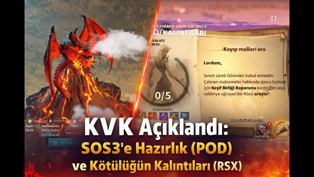 KVK Açıklandı: SOS3’e Hazırlık (POD)  ve Kötülüğün Kalıntıları (RSX)