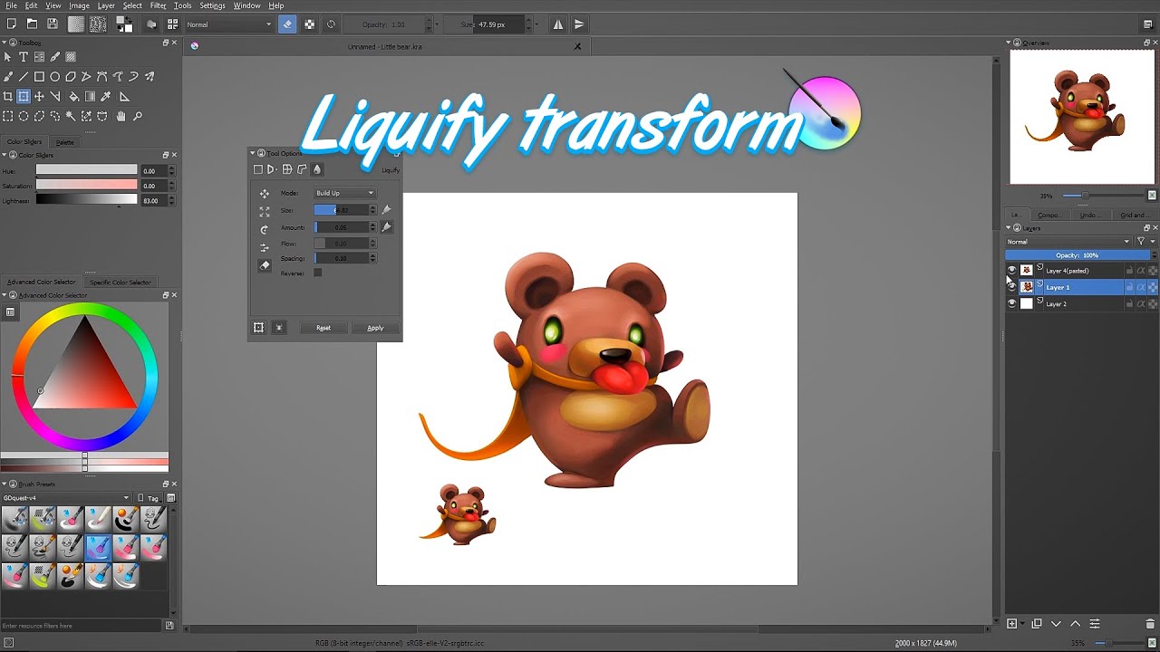 Krita tutorial: Sculpt your assets with the liquify transform