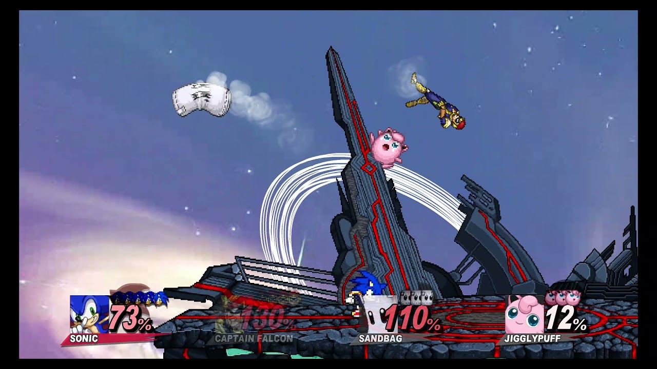Super Smash Flash 2 Project B: Sonic Vs Captain Falcon Vs Sandbag Vs Jigglypuff