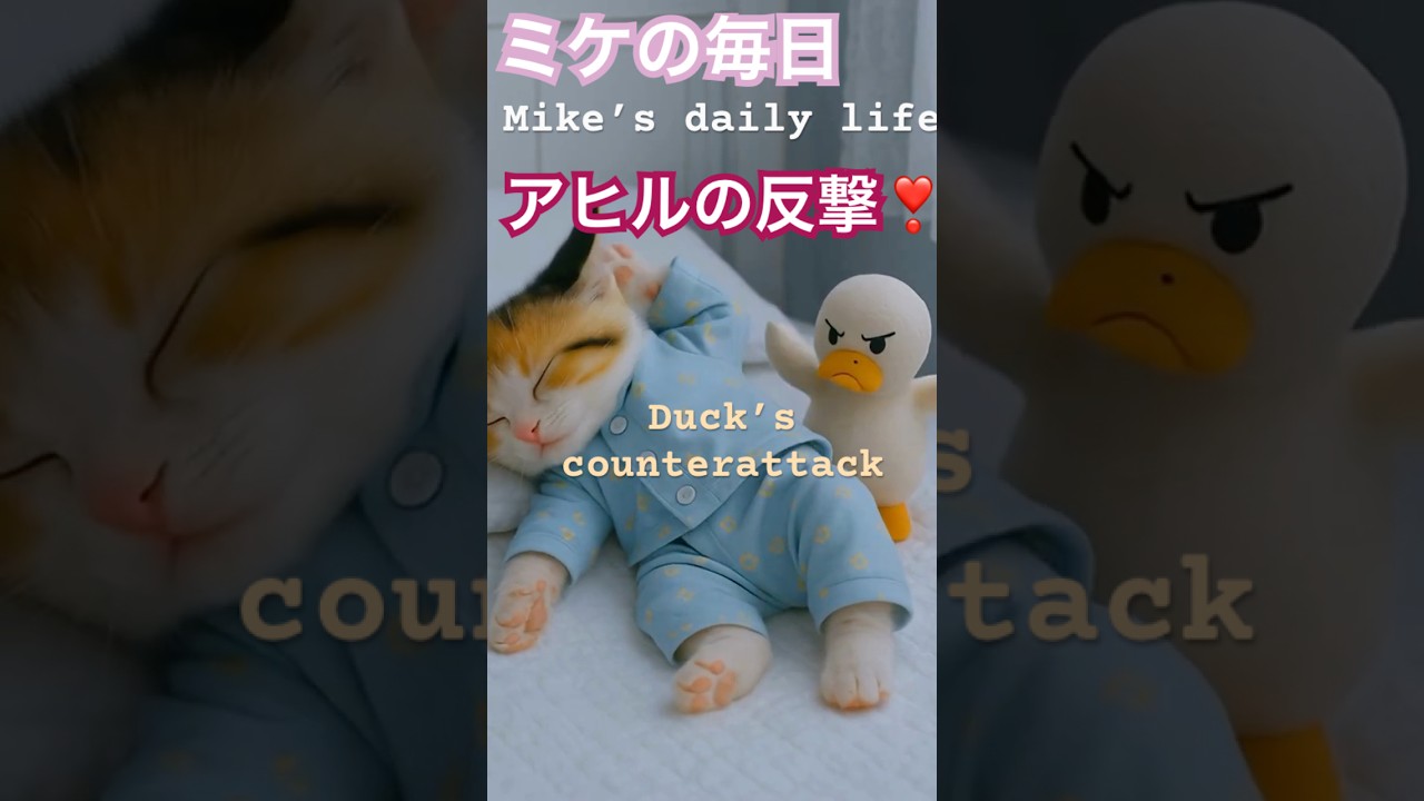 あひるの反撃♡ 『ミケの毎日』Duck&rsquo;s Counterattack#三毛猫ミケ #MikeTheCat #ミケちゃん #猫動画 #猫好き #ai動画  #cat #子ネコ