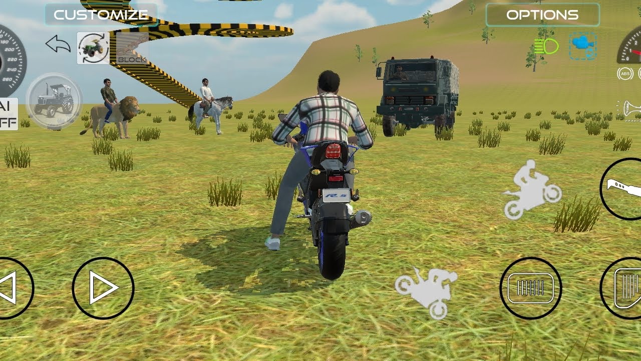 Drive R5 vs horse 🐎 Indian army gadi vs lion 🦁 best Android game 🎮