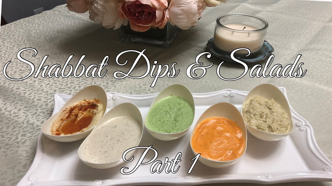 Shabbat Dips and Salads Part 1: Tomato Dip/ Olive Dip/ Tehini Dip/ Hummus Dip/ Jalapeño Dip
