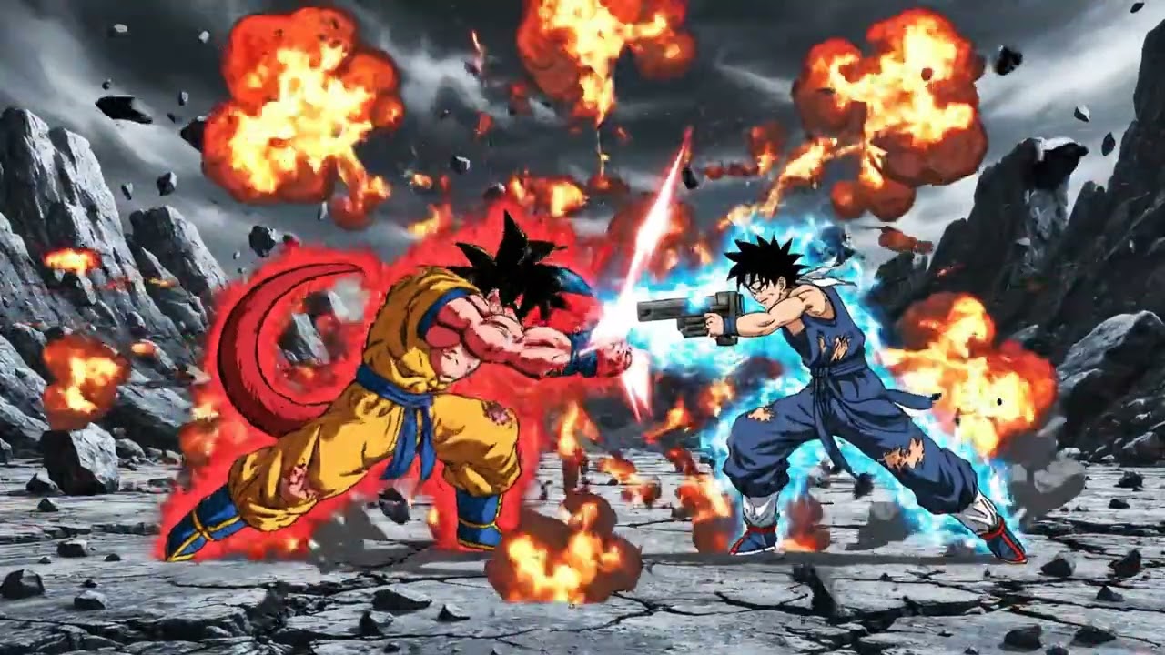 Goku meio SSJ4 vs ...
