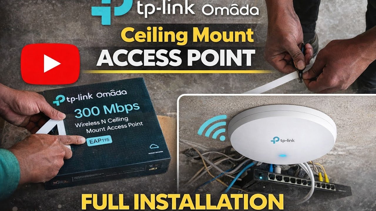 TP Link Omada #Wirles N Ceiling Mount Access Point #WAP115 #Full Installation 