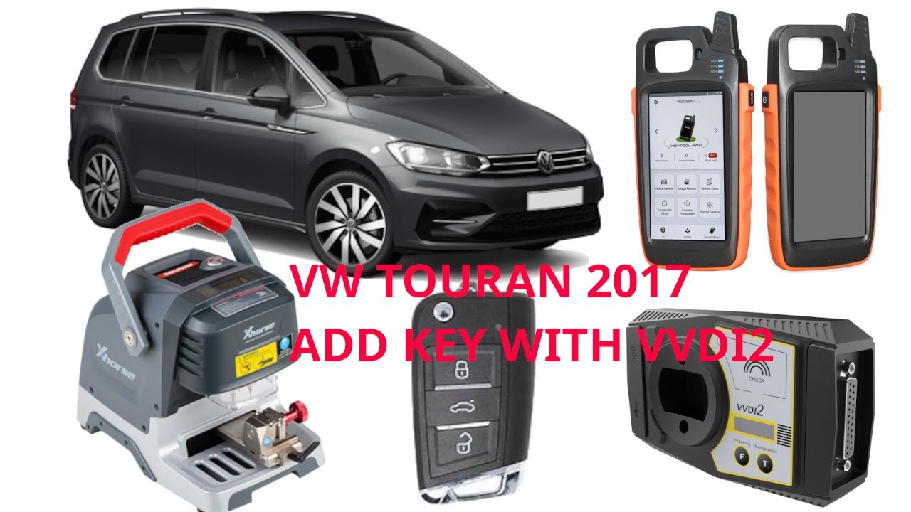 VW TOURAN 2017 SPARE KEY PROGRAMMING WITH VVDI2 & CUTTING HU162 BLADE WITH XHORSE DOLPHIN XP-005