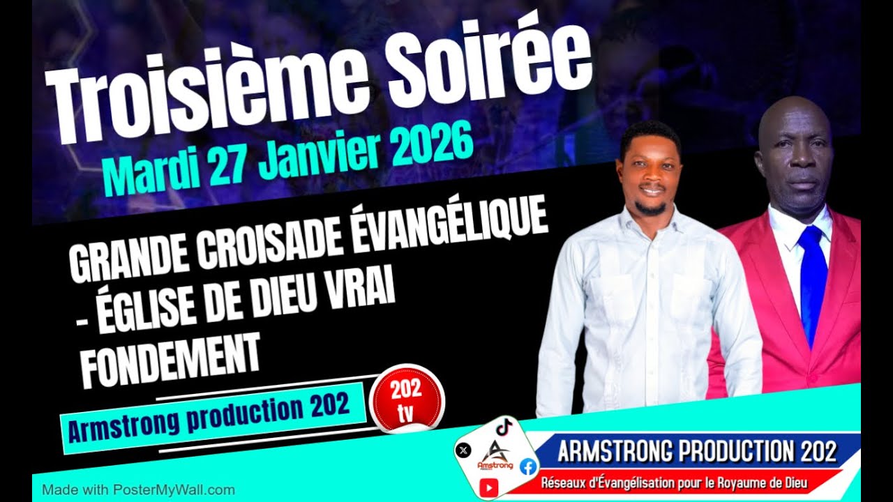 Jour 3 / Soirée 3 GRANDE CROISADE ÉVANGÉLIQUE - ÉGLISE DE DIEU VRAI FONDEMENT 2 Janvier 2026