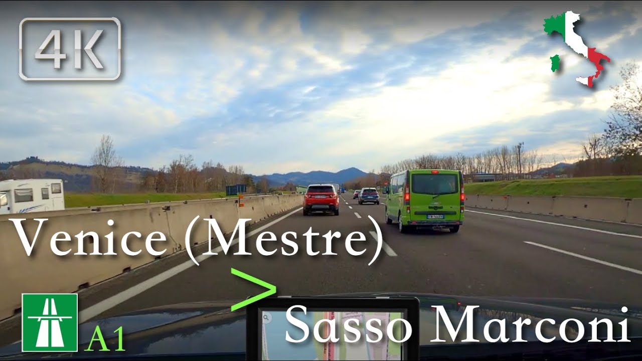 ASMR Highway Drive, Italy [A1 | Venice Mestre ⩾ Sasso Marconi] Feb 2022 | 17:30 | ☁️