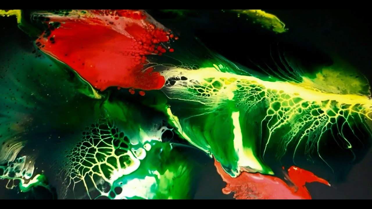 DECALCOMANIA, DIP TECHNIQUE USING A PAINT ROLLER. PUDDLE POUR - DIP `N SPIN..ACRYLIC FLUID POURING