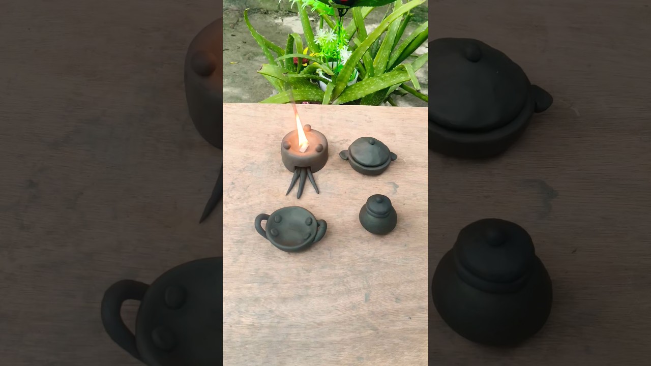 Amazing Handmade Miniature Clay Kitchen Set with real fire 🔥#miniature #creativeclayideas#kitchenset