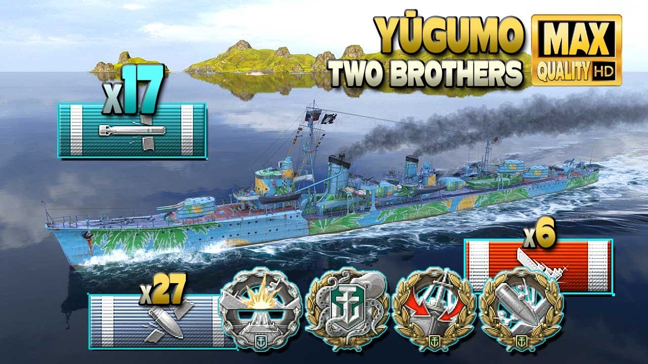 Эсминец Югумо: лучший игрок на карте Два брата - World of Warships