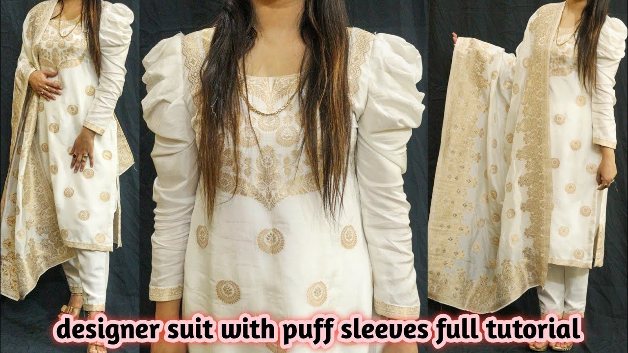 designer suit with puff sleeves cutting and stitching| suit design| puffy sleeves|