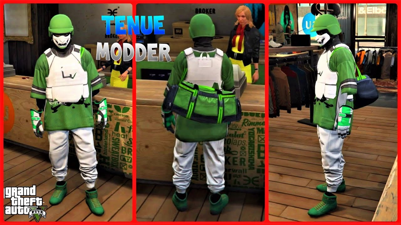 GTA 5 TENUE MODDER JOGGER BLANC SAC DE BRAQUAGE GLITCH OUTFIT CLOTHING GLITCHES