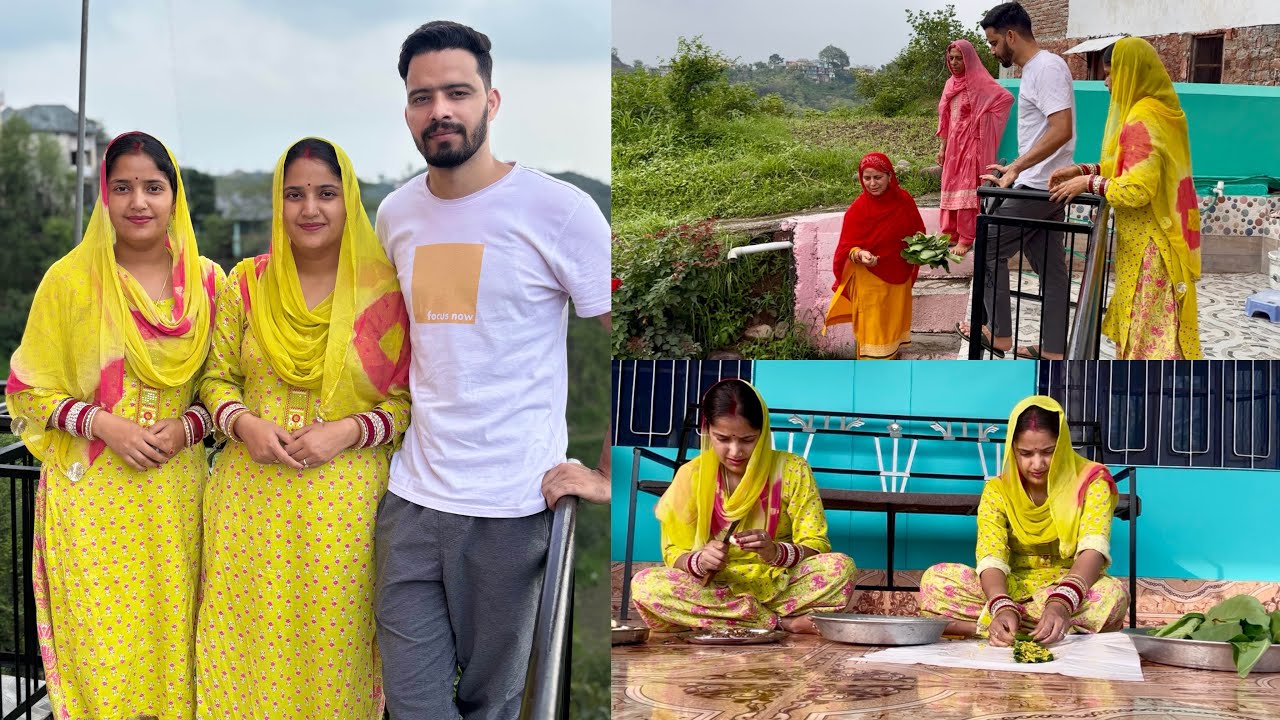 कैसे लगे हमारे नए सूट 💃पतिदेव की फ़रमाइश पर आज पत्रोड़े बनाये😜#twins #himachal #village