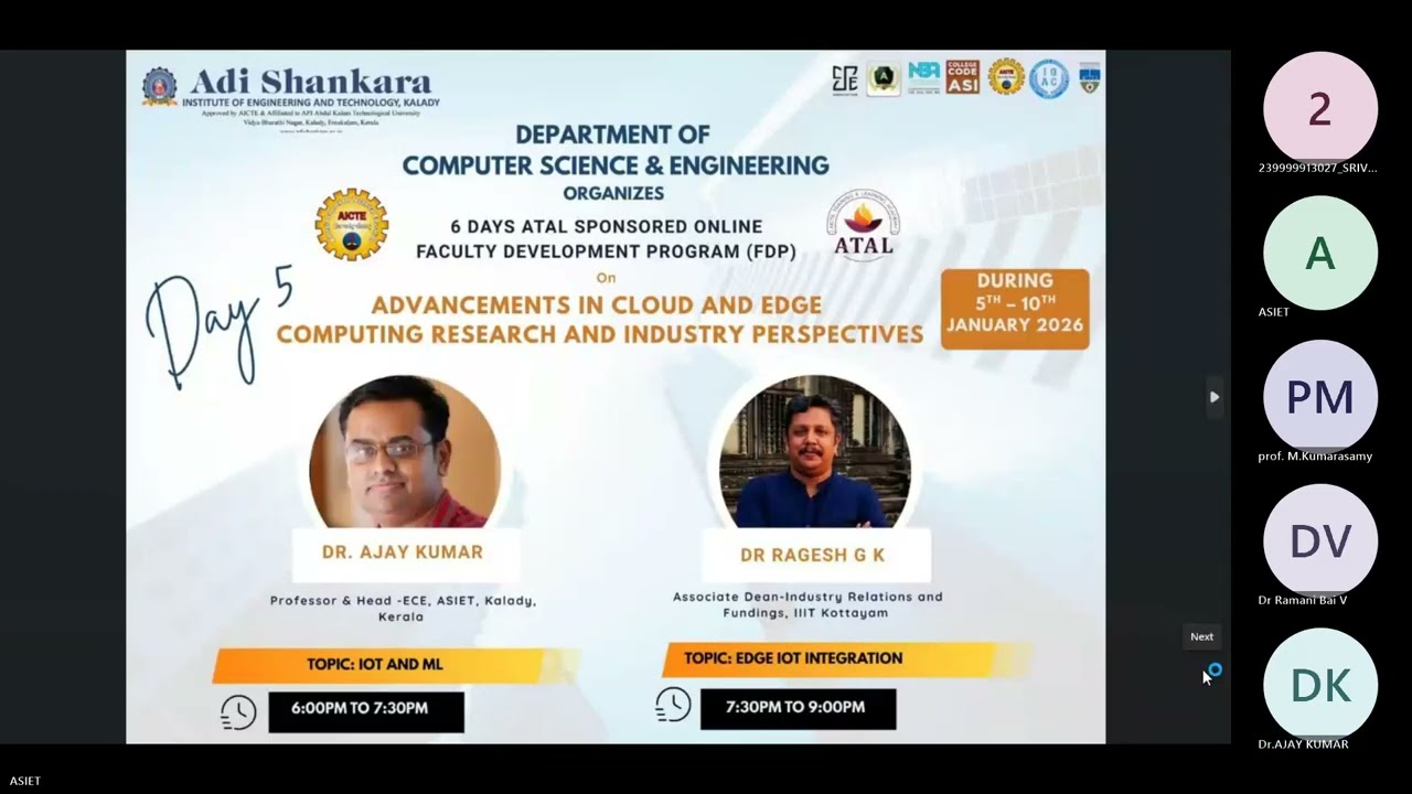 Day 5 ATAL FDP on Advancements in Cloud and Edge Computing Research and Industry Perspectives