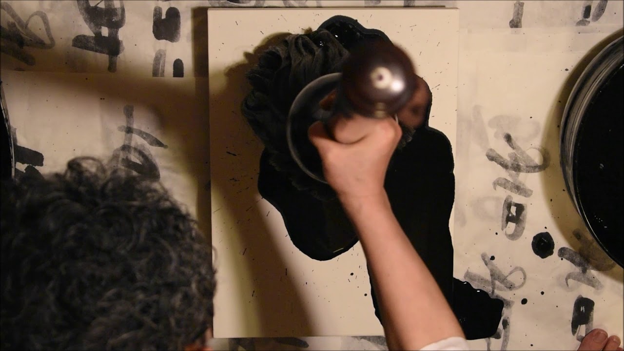 Process of abstract calligraphy Art piece 