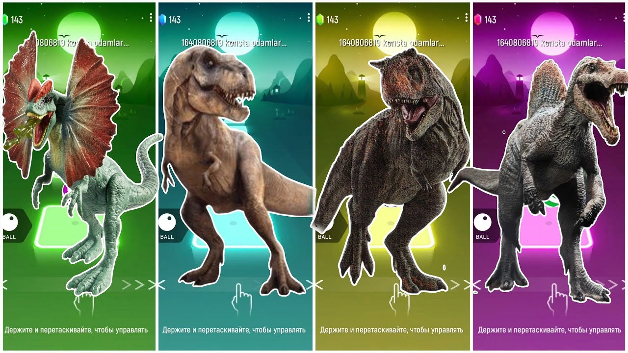 Spinosaurus 🆚 Dinosaur 🦖 🆚 Dinosaur 🦖 🆚 Tyrannosaurus 🎶 Tiles Hop Edm Rush
