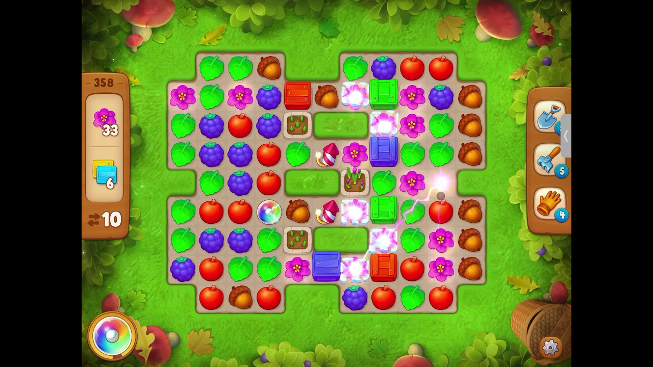 GardenScapes Level 358 no boosters (16 moves)