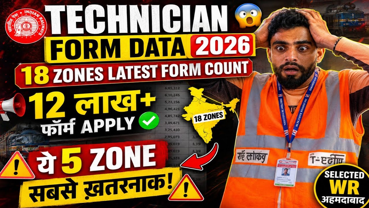 😱 RRB Technician 2026 Form Data Out | 18 Zones Data | Which Zone Has the Lowest Competition? Watc...
