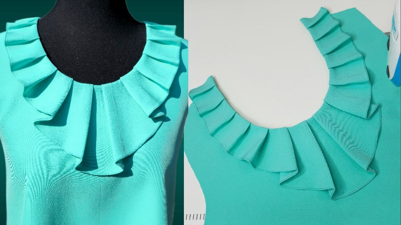 How to sew a stylish pleated collar for your dress👗Easy DIY tutorial for beginners