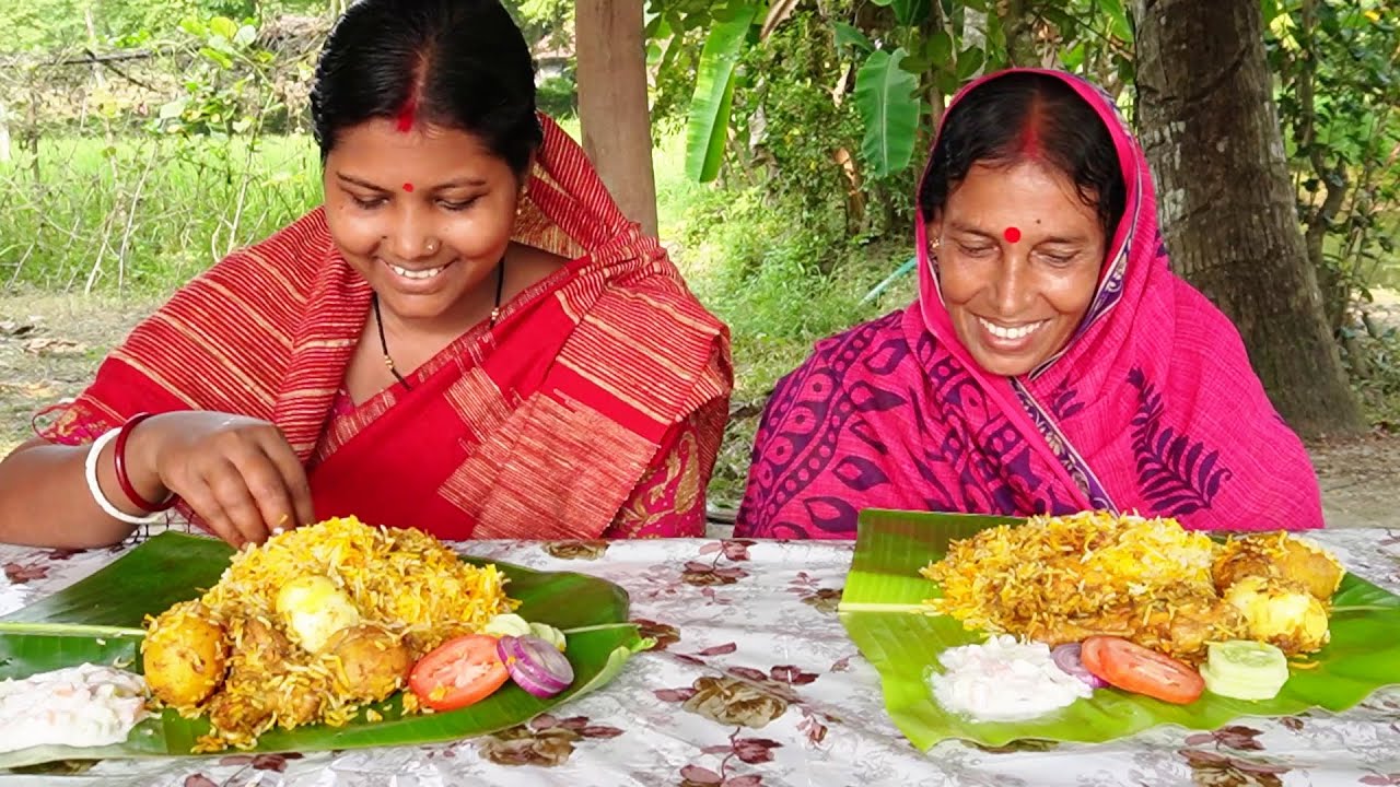 Durga Puja Special Chicken Biryani Eating Show I Chicken Biryani Raita Eating Show I Our Life Living