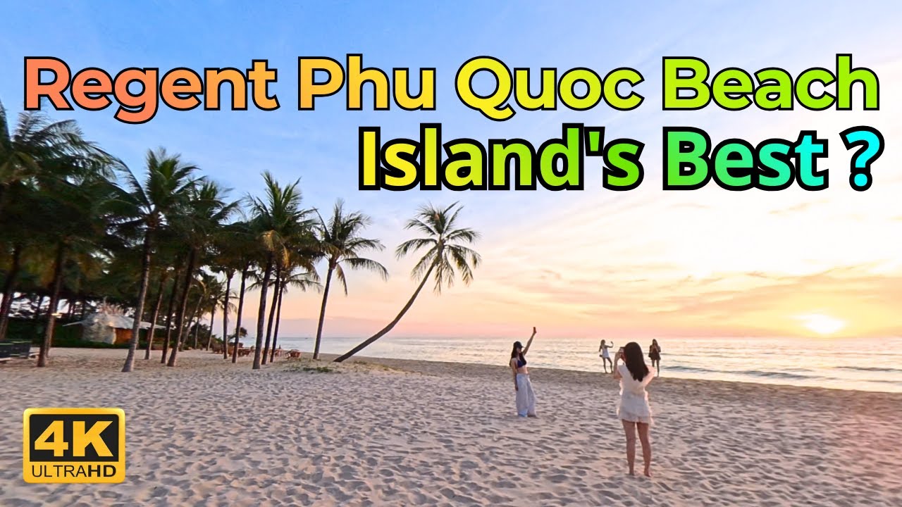 Regent Phu Quoc Hotel. Golden Sunset Beach Walk. 4K POV