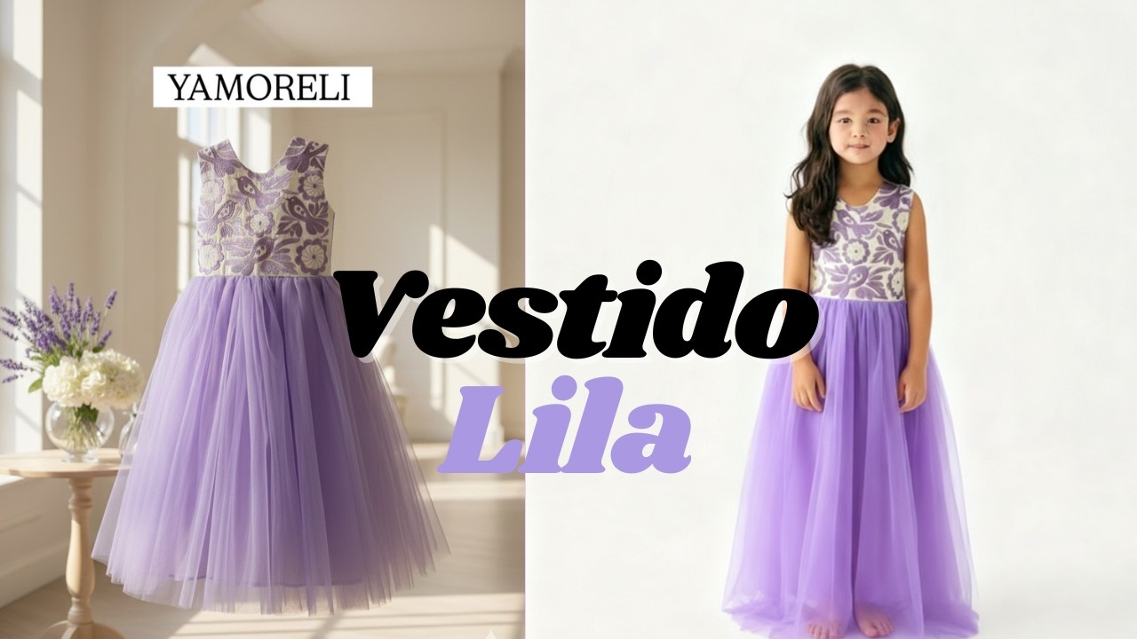 Vestido con unos bonitos bordados de aves y flores en tono lila ✨🌸🦄#vestidosdeniña  #vestidos