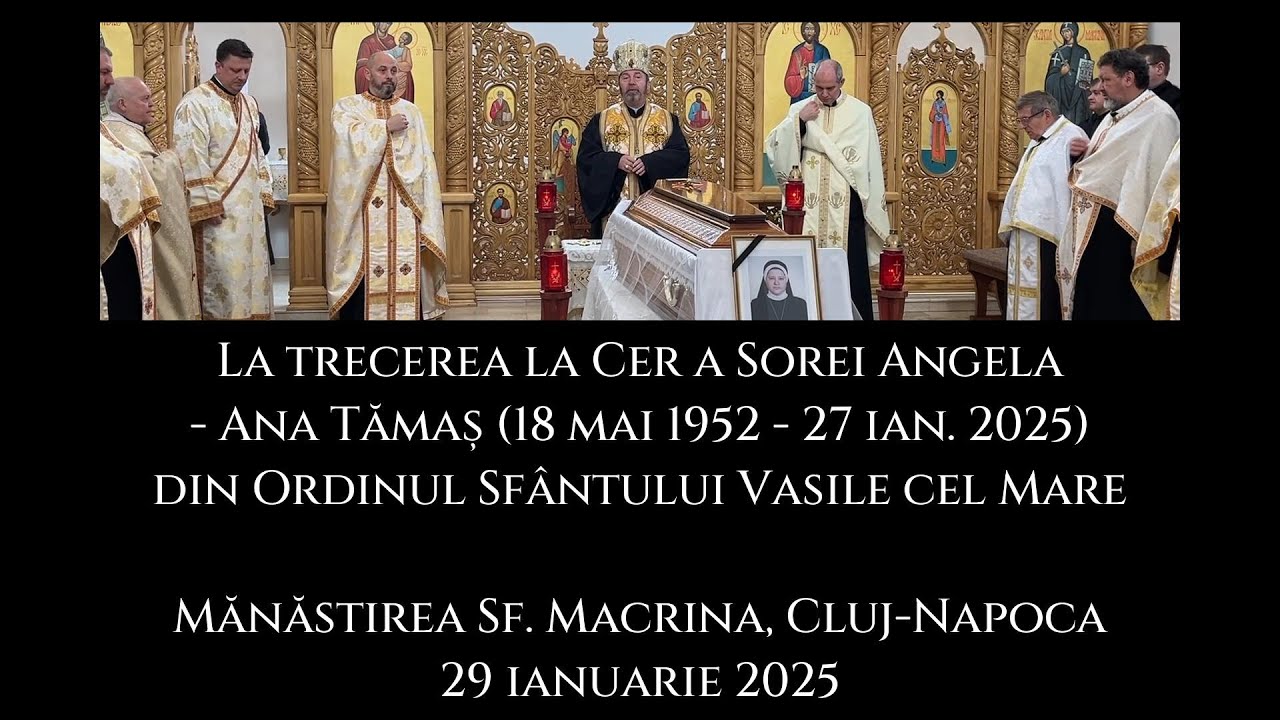 PS Claudiu și pr. capelan Ioan, la Înmormântarea Sorei Angela OSBM - Mănăstirea Sf. Macrina, Cluj