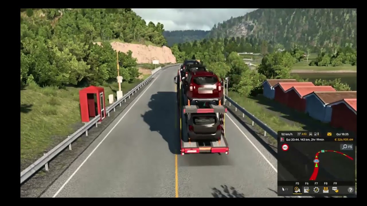 Caminhão cegonheira Iveco levando carga de carros novos . ETS2 1.57