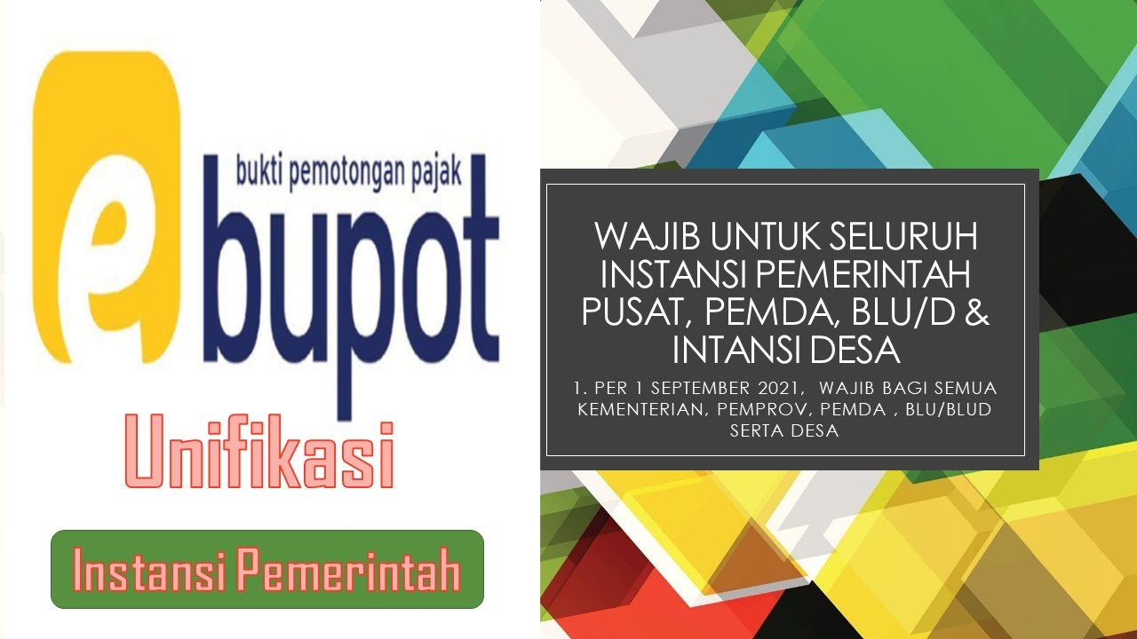 Video Pengantar E Bupot Unifikasi Instansi Pemerintah (Part 1)