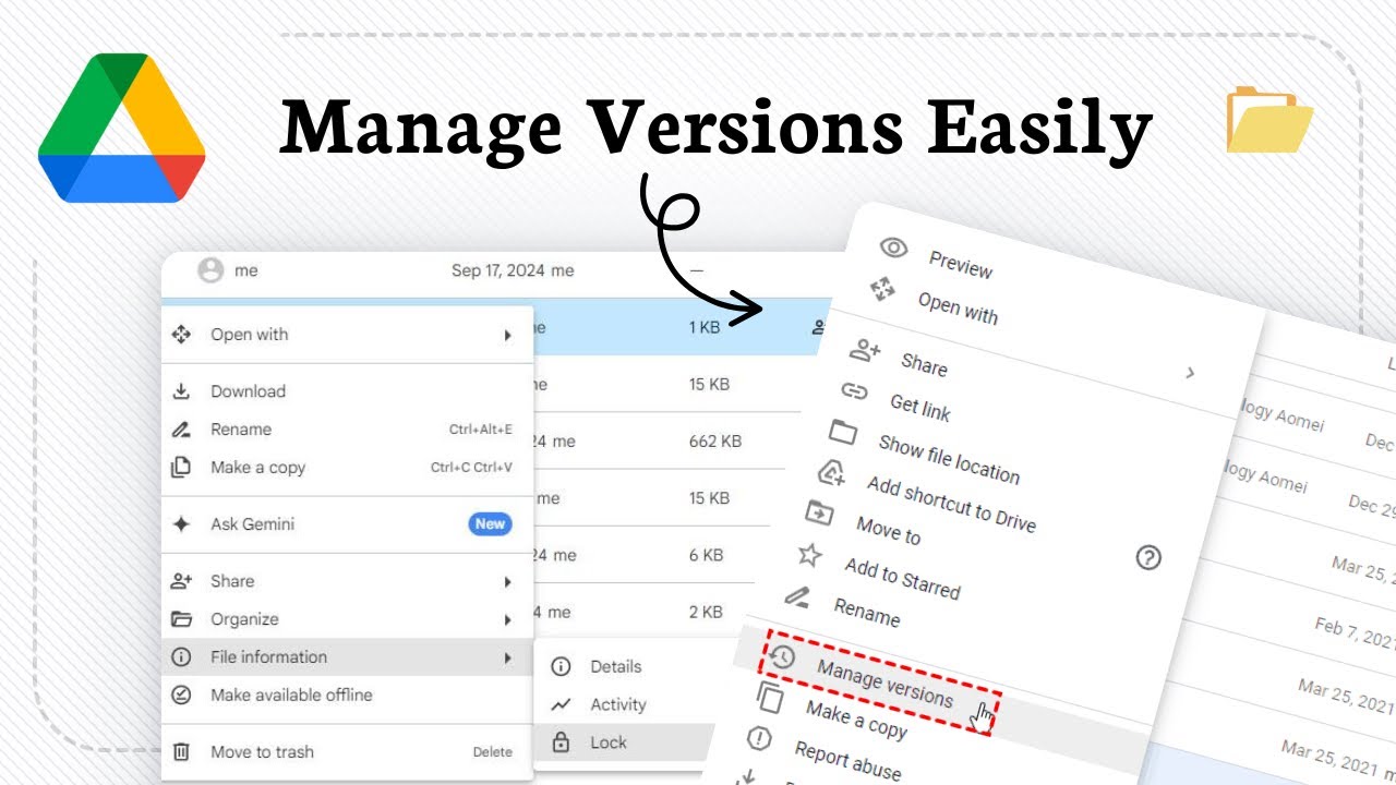 How to manage versions of a file in Google Drive