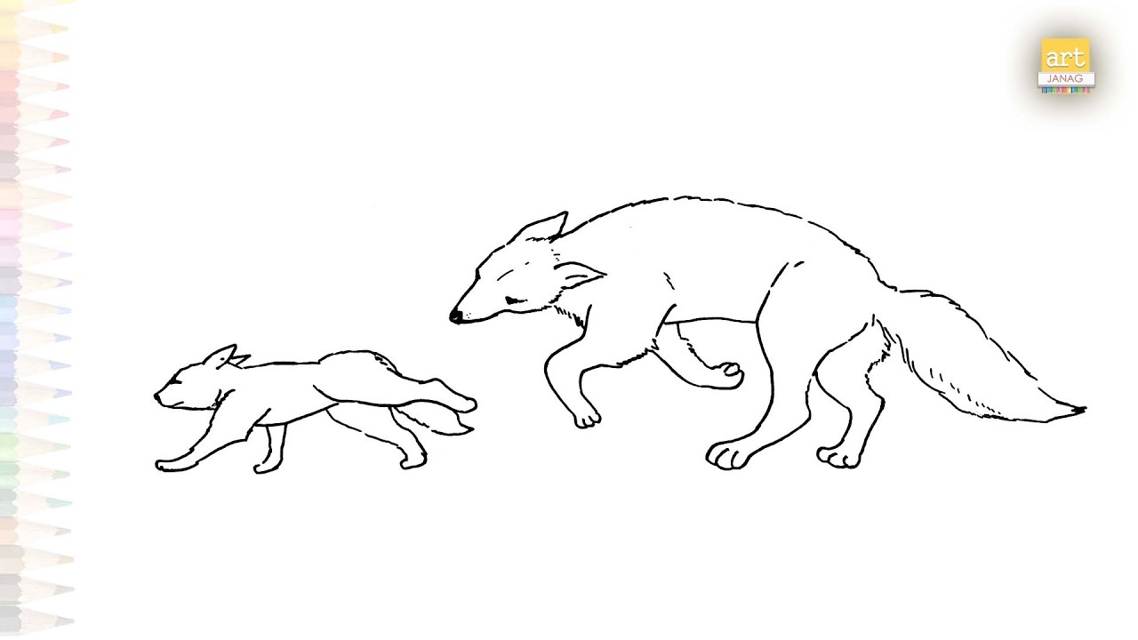 Foxes playing drawing easy | Animal art sketches | How to draw Foxes step by step | #artjanag