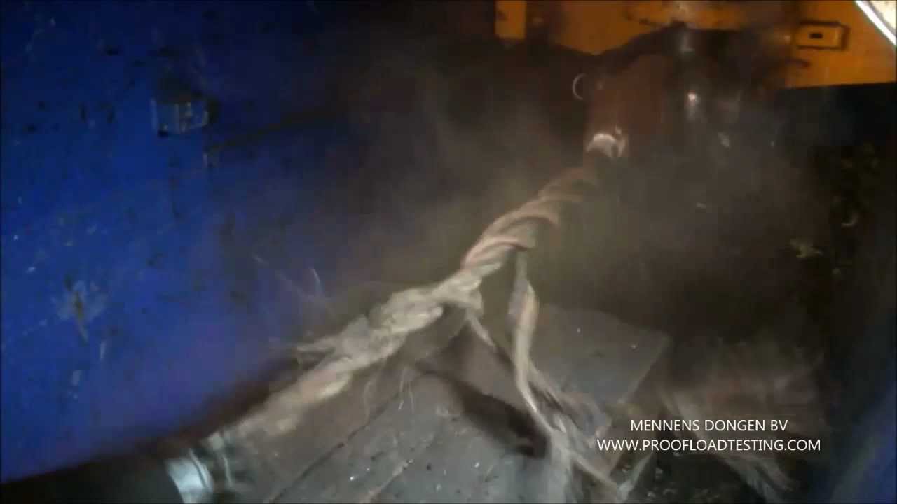 Breakloadtest of 96mm steelwire rope