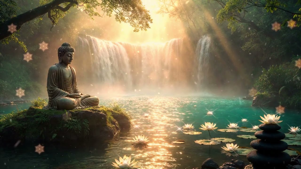 10 Minutes of Deep Relaxation: Zen Waterfall & Buddha Meditation | Pure Zen Library