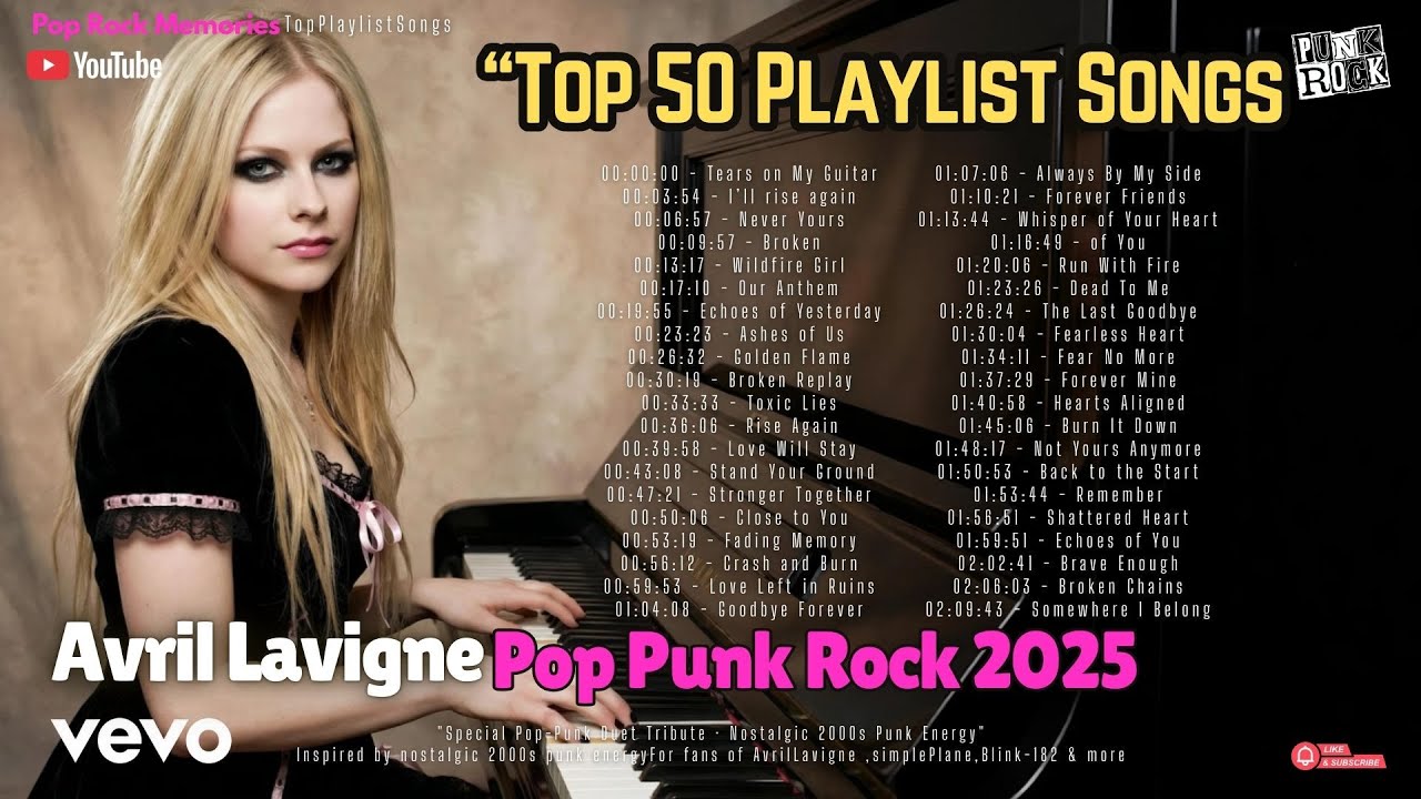 🎸 Top 50 Pop Punk Rock playlist 2025🎶 Pop Punk Anthems inspired by Avril Vibes Forever