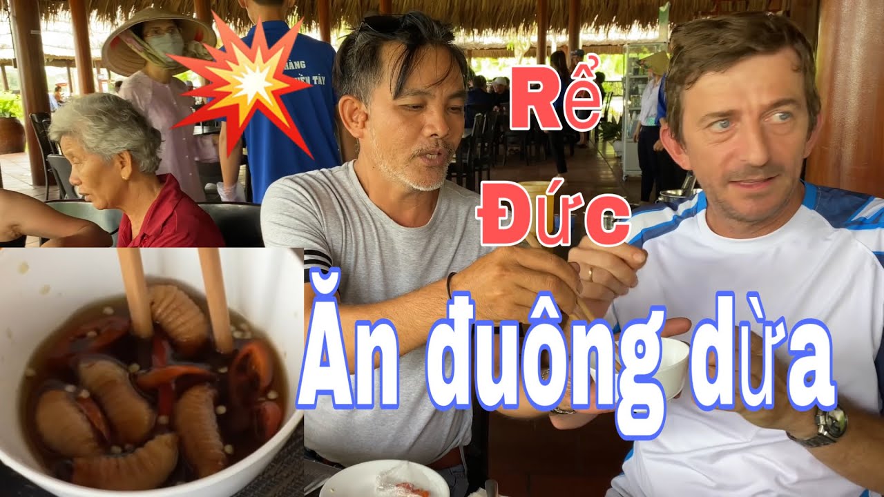 Rể Đức lần đầu ăn ĐUÔNG DỪA, lẩu canh chua cá, đặc sản miền Tây | nhà MiG về Việt Nam