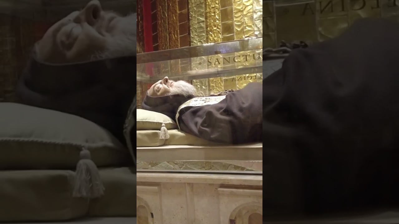 St. Padre Pio real incorruptible body in San Giovanni Rotondo Italy